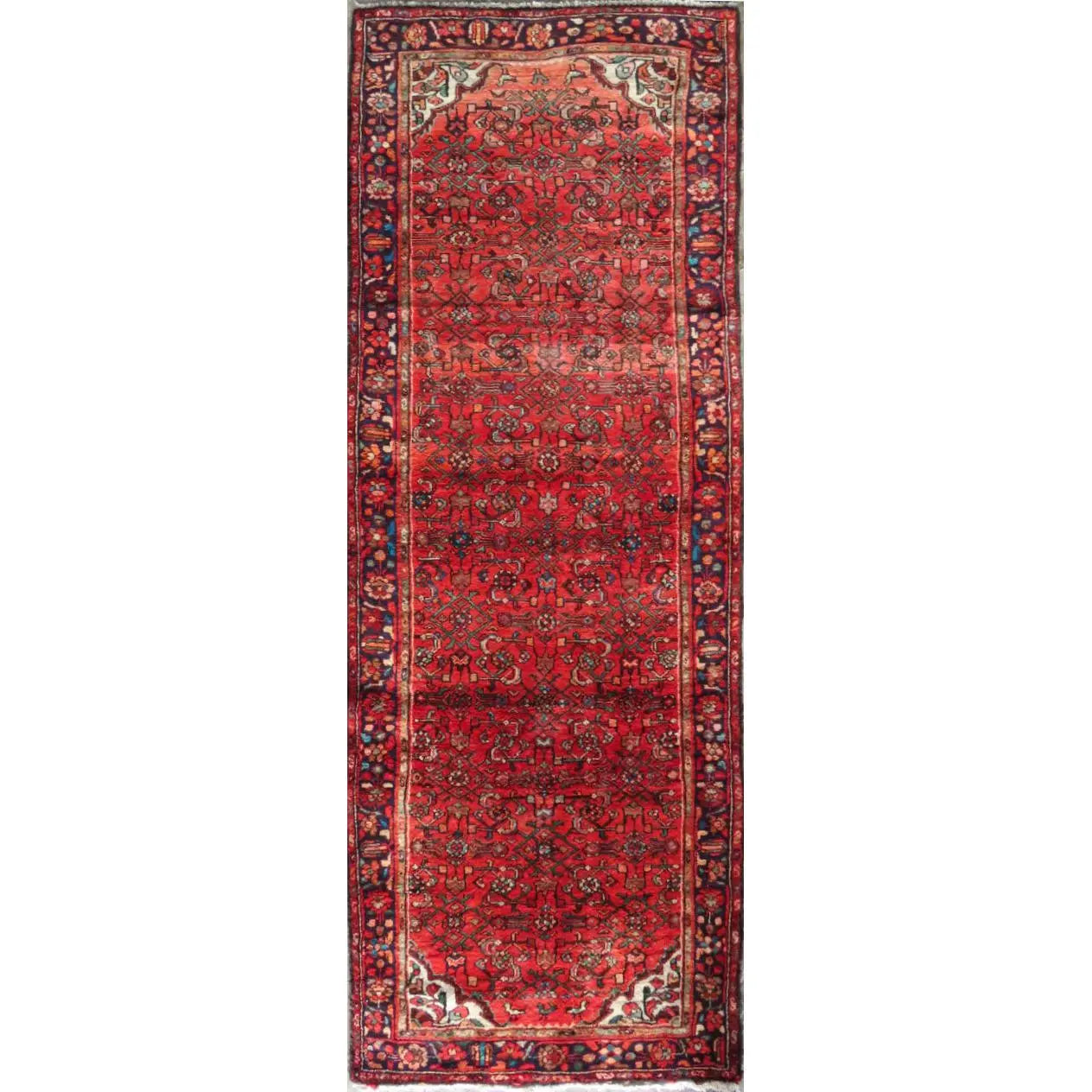 Hand-Knotted Persian Wool Rug _ Luxurious Vintage Design, 10'3" x 3'8", Artisan Crafted